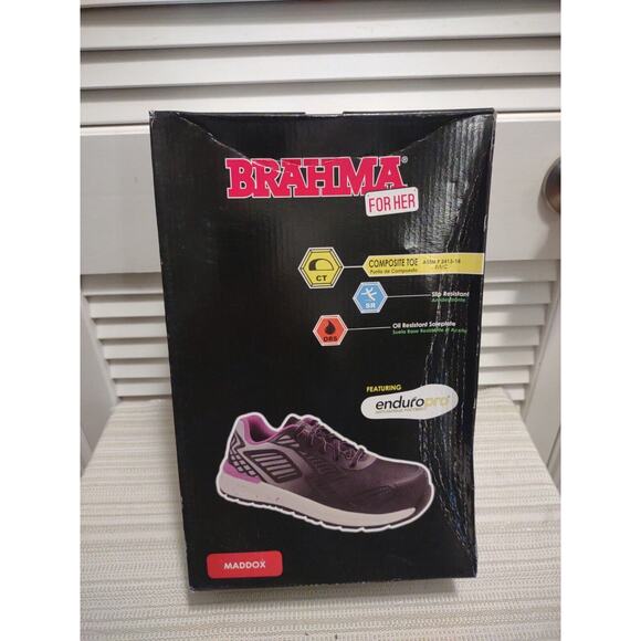 NEW Brahma Women's Maddox Sneaker Size 12 Gray Black Purple Composite Toe Shoe - Picture 1 of 9